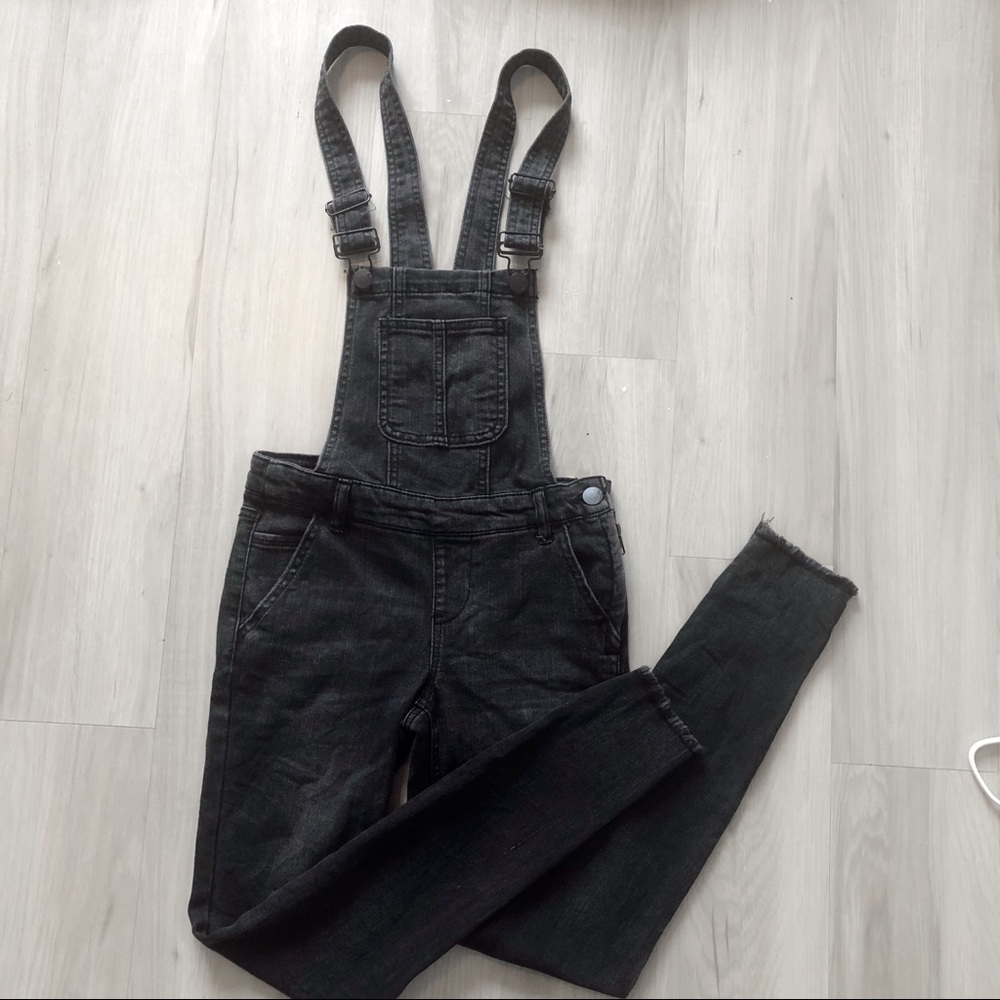 Black skinny jean overalls